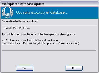 exoExplorer updating database