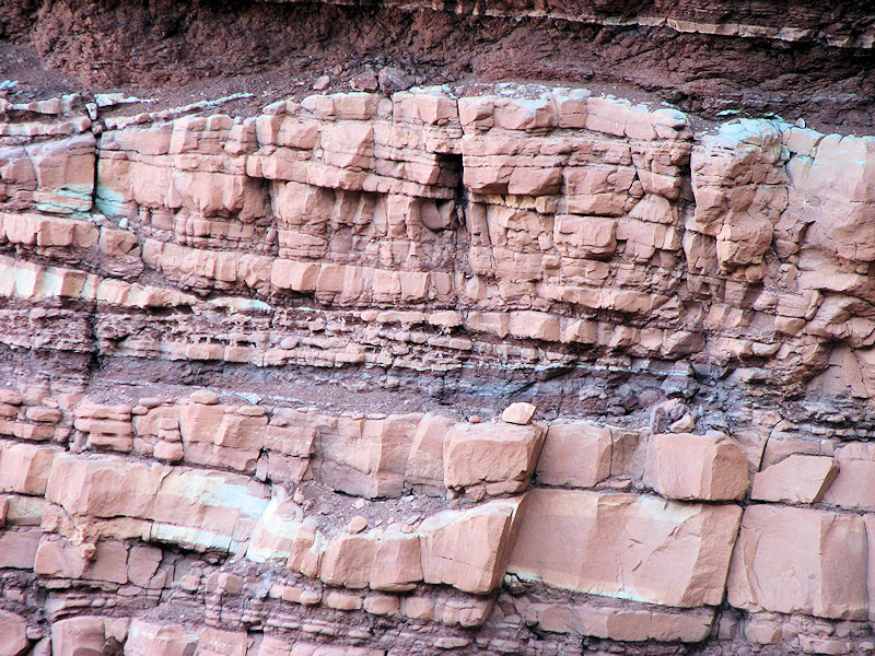 Example of sedimentary rocks. Note the obvious layering.